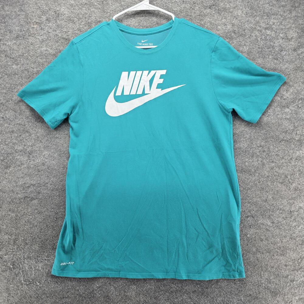 Nike Shirt Mens L Green Short Sleeve Crewneck Tagless Dri-FIT Logo Tee
